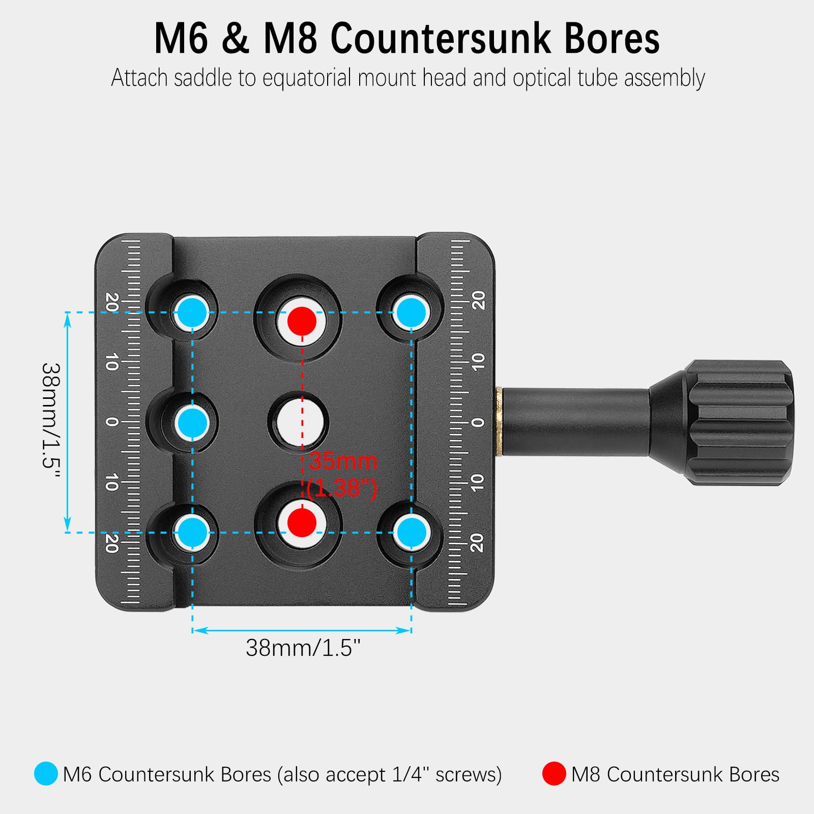 Yueoct Telescope Dovetail Saddle Clamp Tripod Adapter Mount For Vixen Style Dovetail Plate, Support Drop In Mounting, With M6 M8